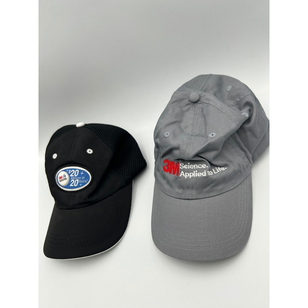Lot of 2 3M Baseball Caps Grey Science Applied to Life & Black Golf‎ Mesh Hat